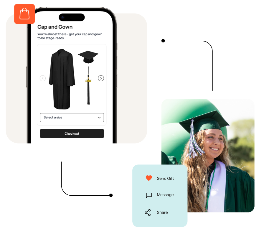 Graduate ordering regalia on mobile device